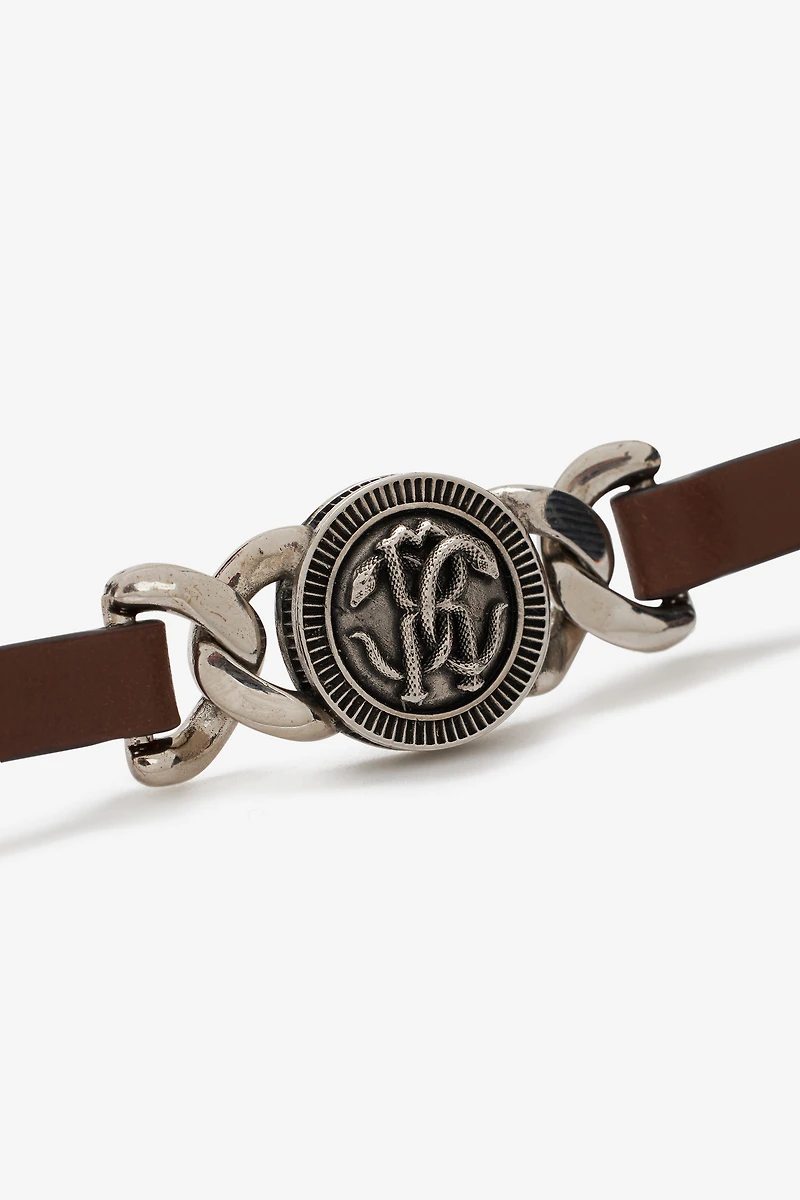 Leather Bracelet With Mirror Snake Monogram
