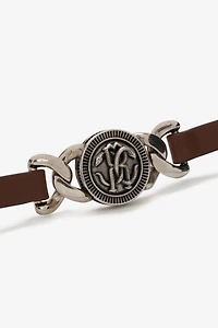 Leather Bracelet With Mirror Snake Monogram