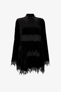 Spike-Embellished Velvet Mini Dress