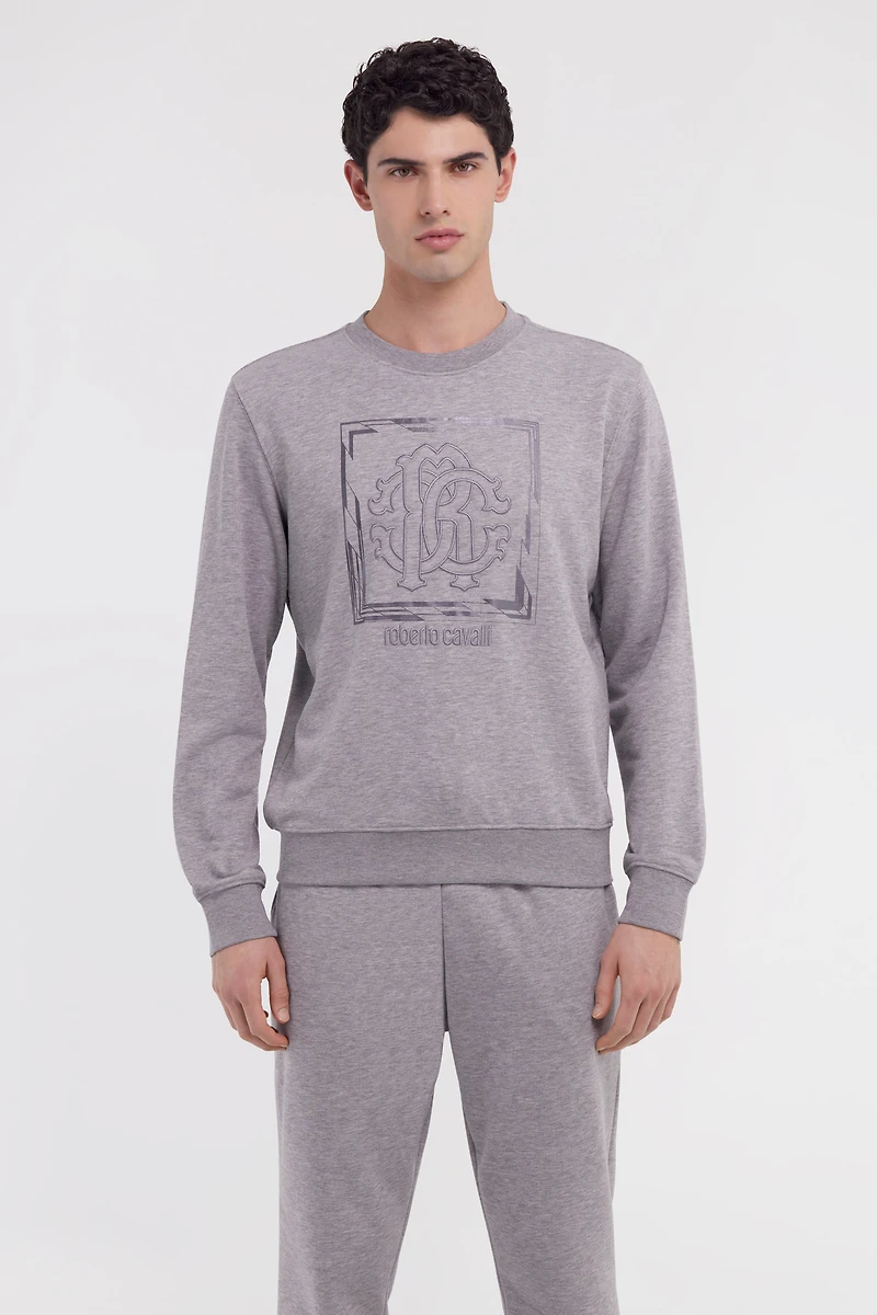 Grey Sweatshirt With Monogram RC Print