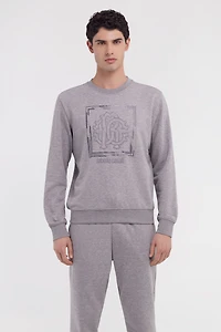 Grey Sweatshirt With Monogram RC Print