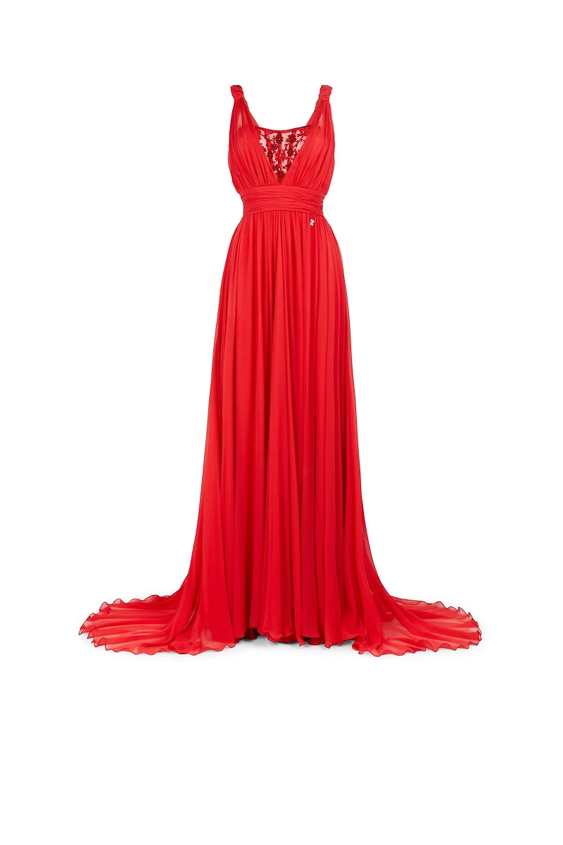 Bead-Embellished Silk Maxi Dress