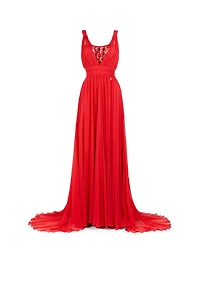 Bead-Embellished Silk Maxi Dress