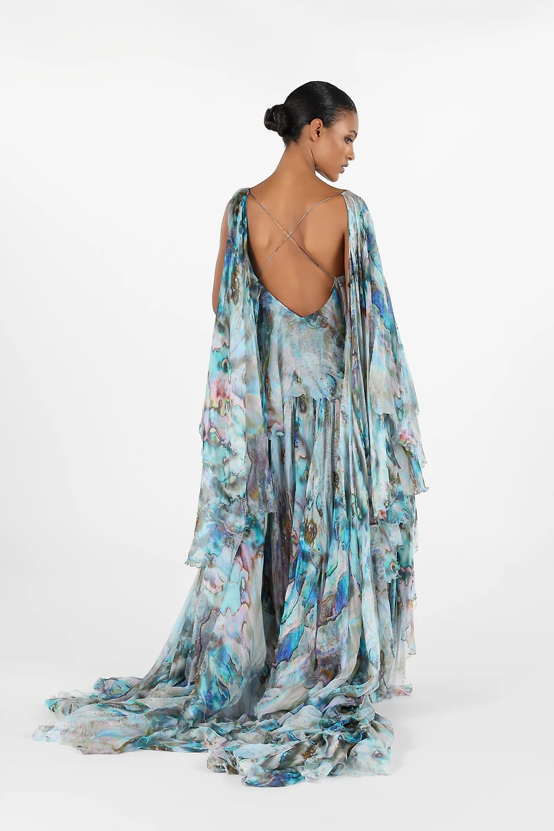 Mermaid Print Long Dress