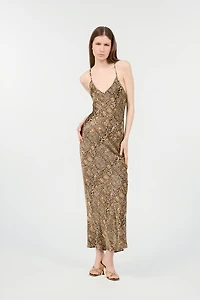 Silk Dress With Jaguar, Cheetah And Leopard Print