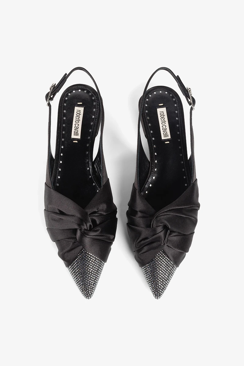 Knot-detail crystal-embellished ballerina shoes