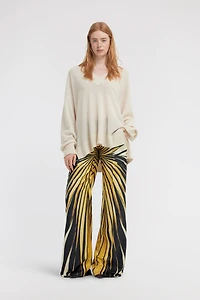 Ray Of Gold Print Silk Palazzo Trousers
