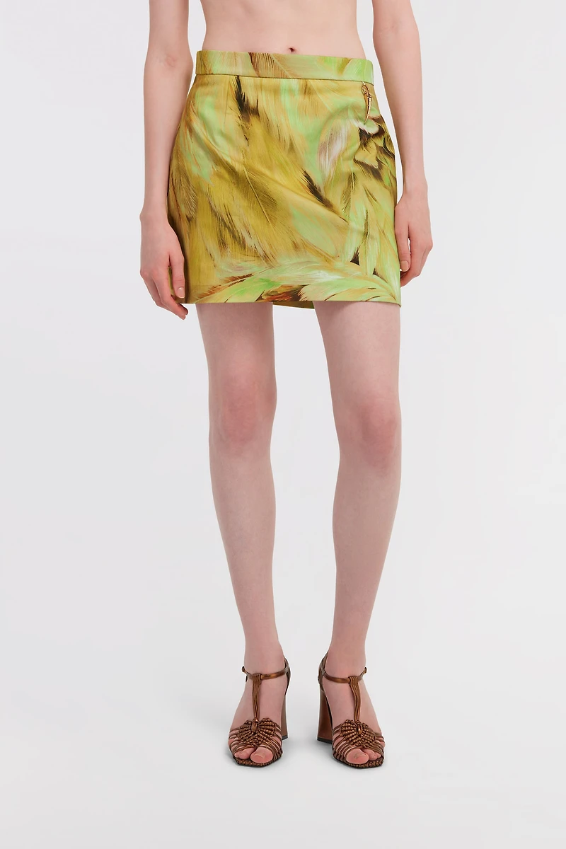 Plumage Print Mini Skirt