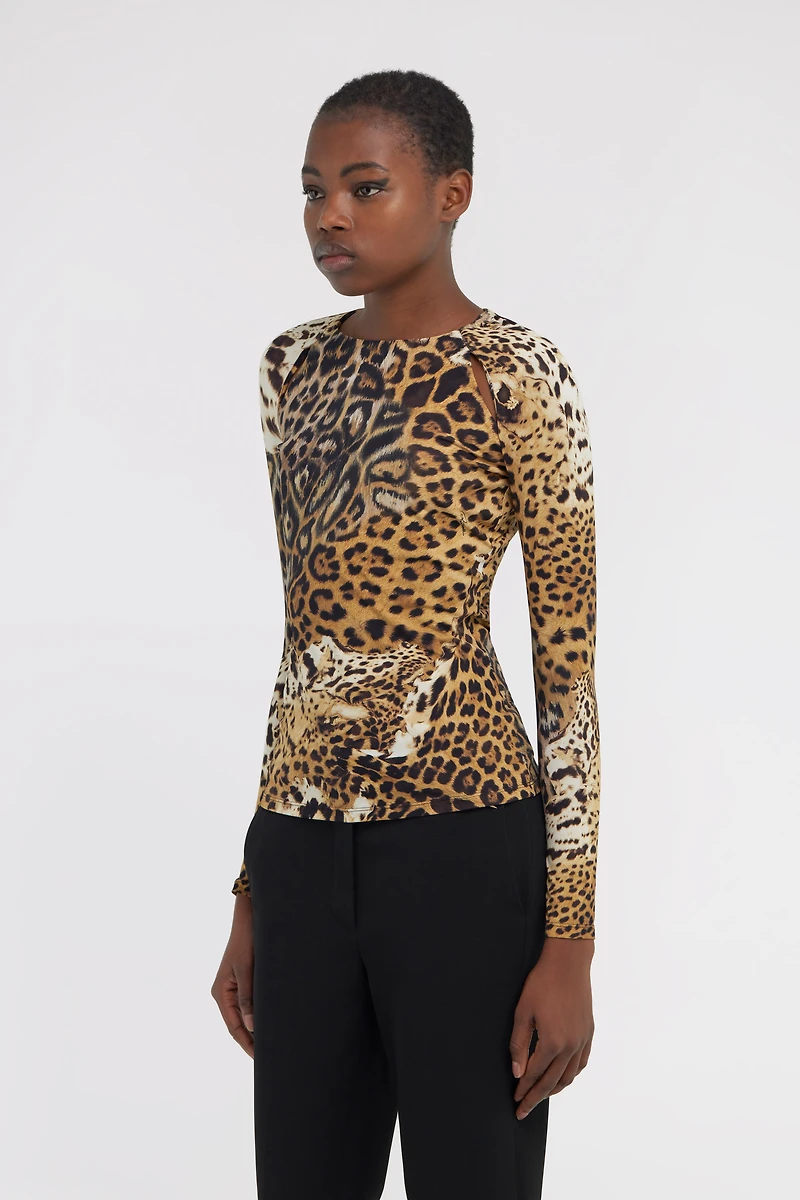 Long-sleeved T-shirt with Jaguar Skin print