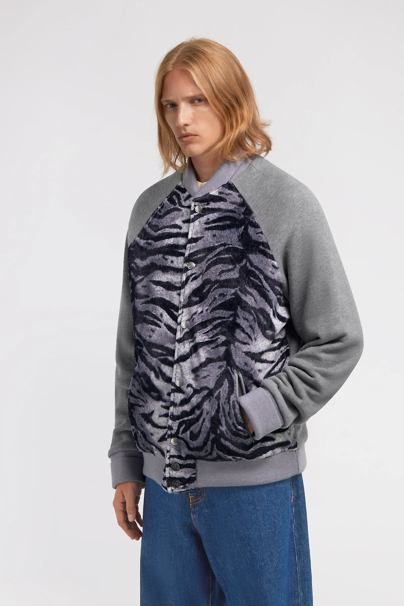Zebra print sweatshirt with buttons