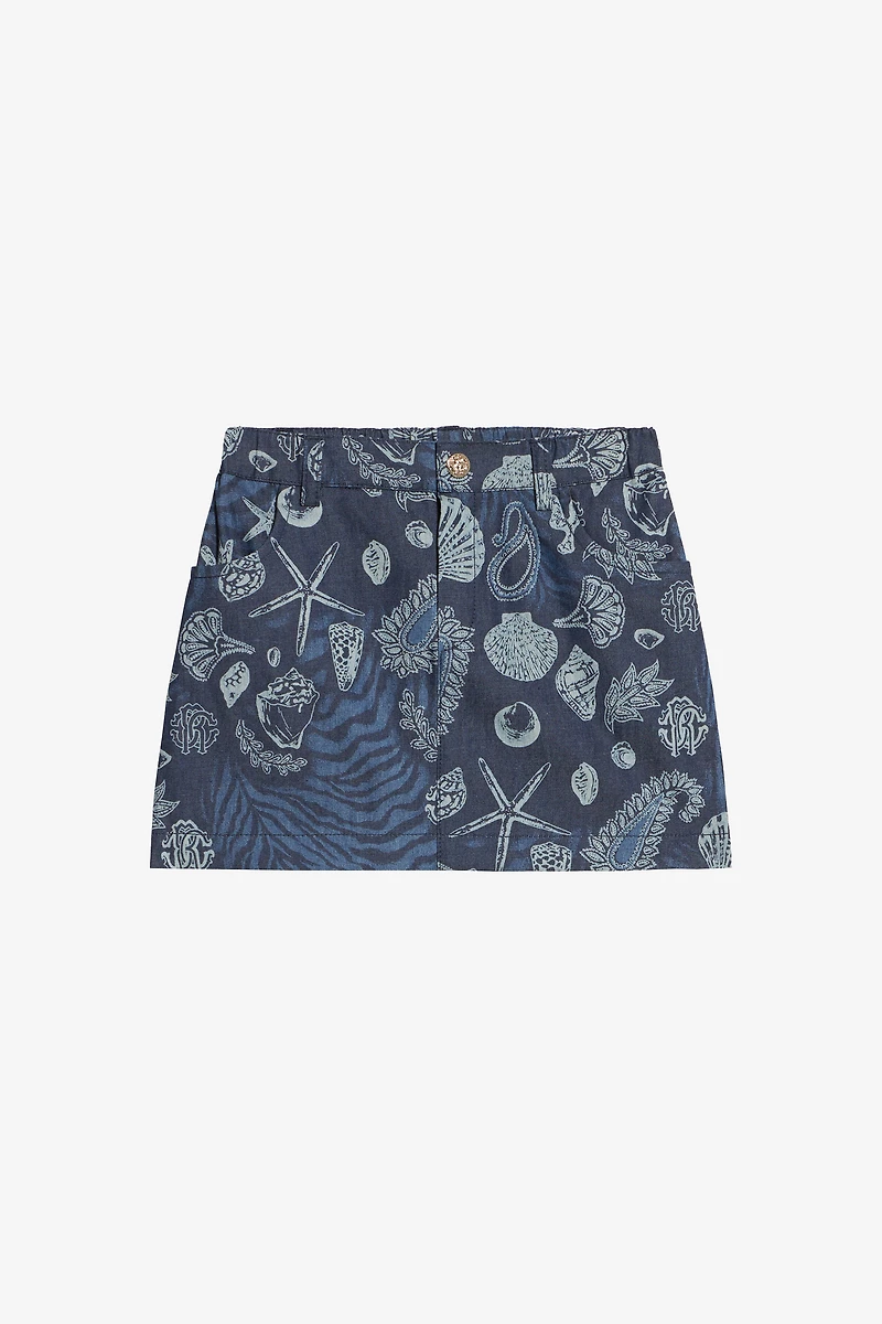 Miniskirt With Marine Print