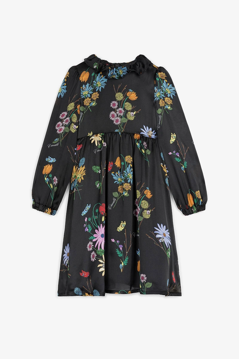Floral-Print Silk Dress