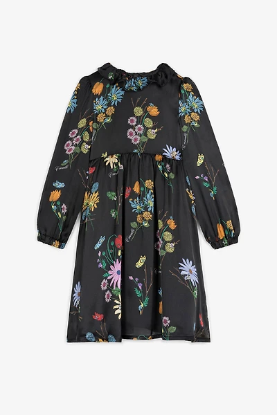 Floral-Print Silk Dress