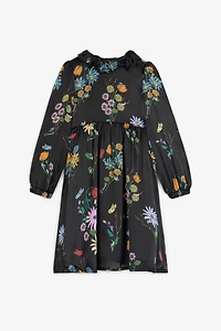 Floral-Print Silk Dress