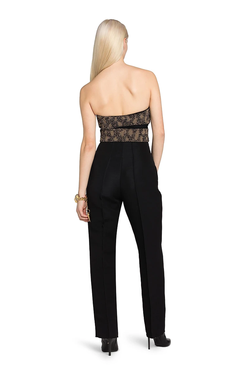 Bead-Embellished Wrap-Effect Bodysuit