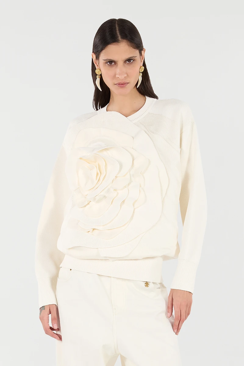 Sweater With Maxi-Rose