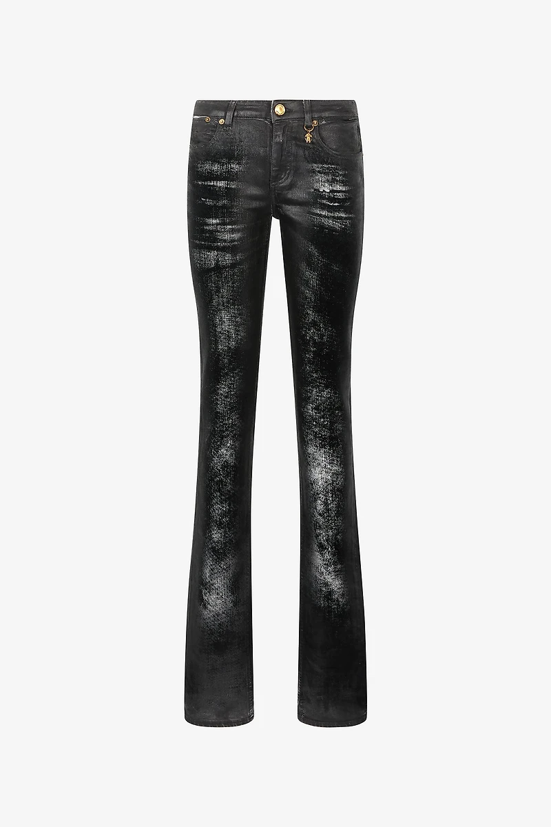 Distressed-Effect Python Skin Jeans