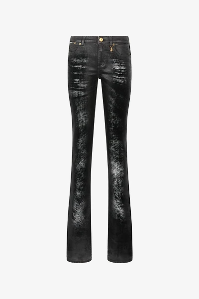 Distressed-Effect Python Skin Jeans