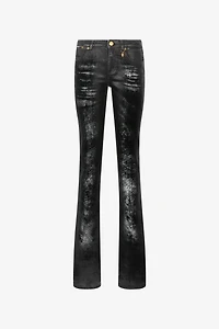 Distressed-Effect Python Skin Jeans