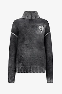 Grey Turtleneck Sweater With Heart Logo