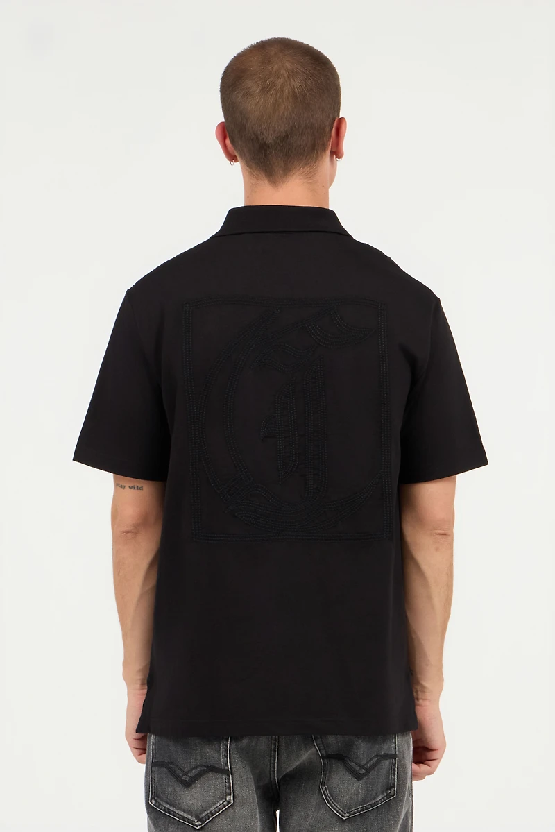 Black Polo With Embroidered Logo