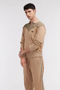 Beige Flared Trousers With Side Bands