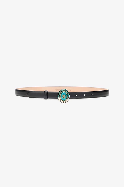 Black Fashion Belt Enameled RC Monogram Buckle