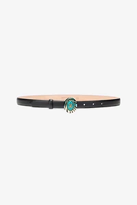 Black Fashion Belt Enameled RC Monogram Buckle