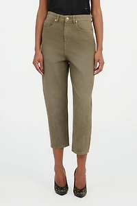 Olive Green Cropped Jeans