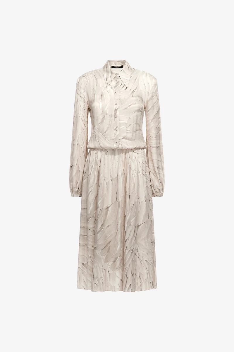 Ice Feathers Print Midi Dress