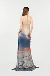 Long Dress With Sunrise Print