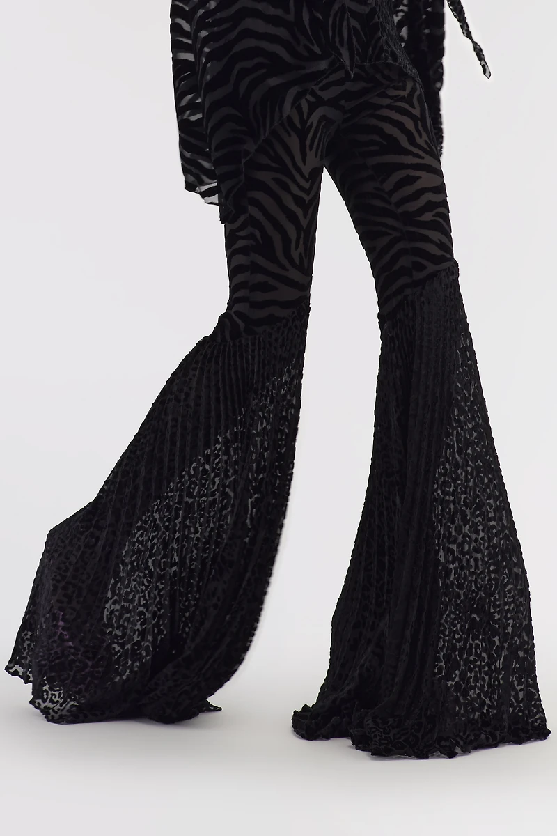 Velvet pants with Ray of Gold print