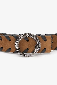 Leather Belt With Snake Buckle