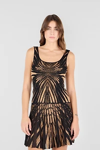 Knit top with Ray of Gold print