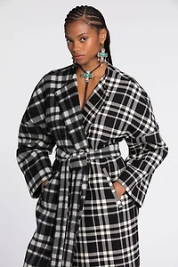 Checked Belted Coat