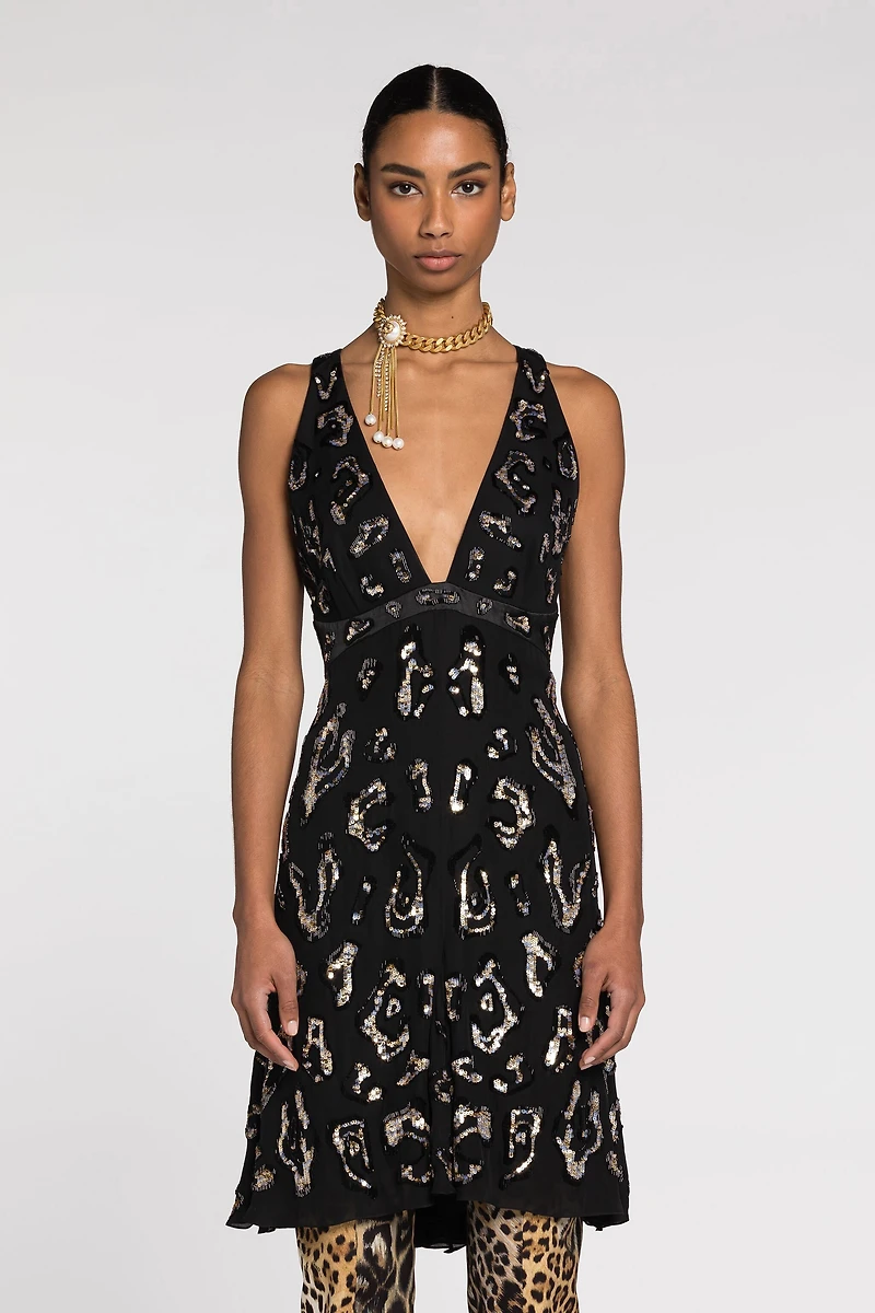 Sequin-embellished open-back dress