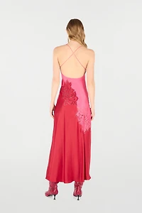 Long Dress With Perforated Rose Pattern