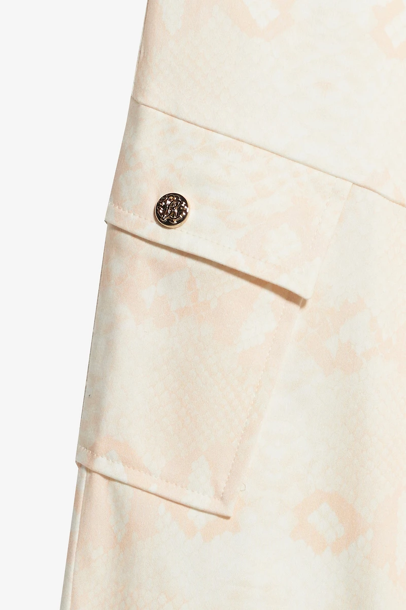 Solid-Color Python-Print Pants
