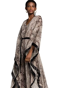Snake-Print Kaftan Dress