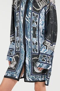Short Silk Dress With Marble Print