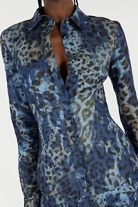 Cotton Shirt With Jaguar Skin Print