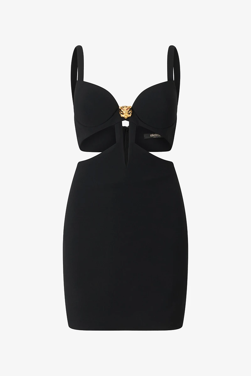 Mini Dress With Cutout And Tiger