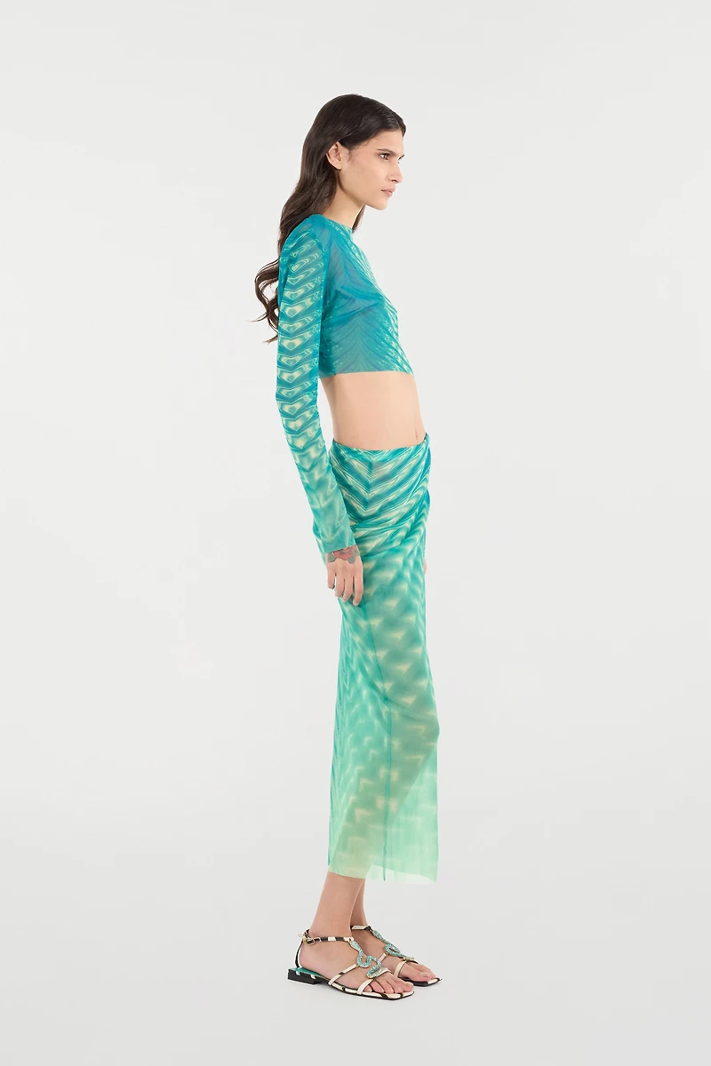 Psychedelic-Print Top And Skirt Set