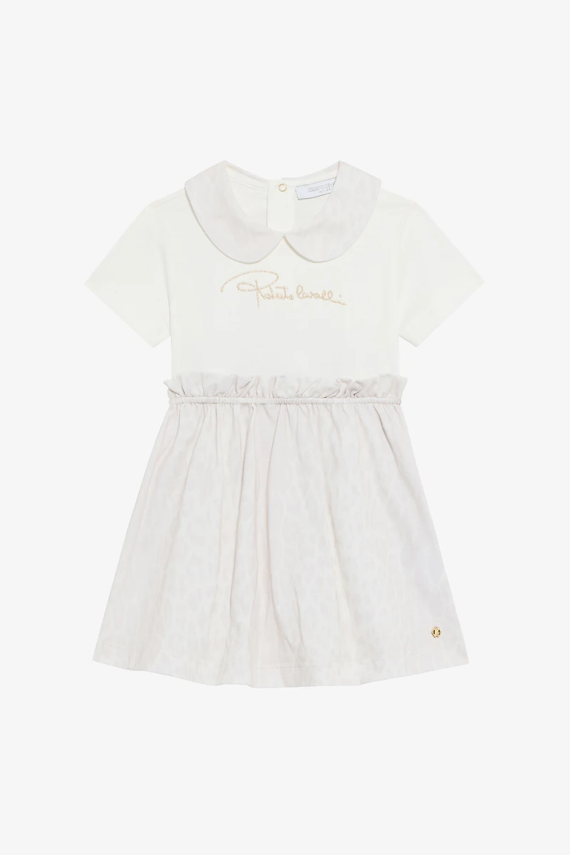 Milk White and Ivory Dress with Jaguar Skin