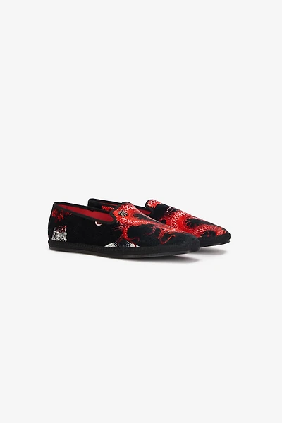 Embroidered Velvet Loafers