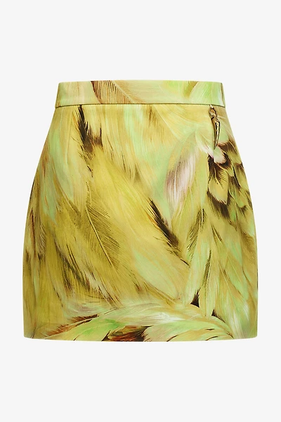 Plumage Print Mini Skirt