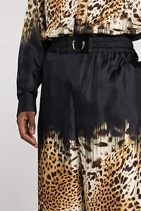 Leopard-Print Silk Trousers