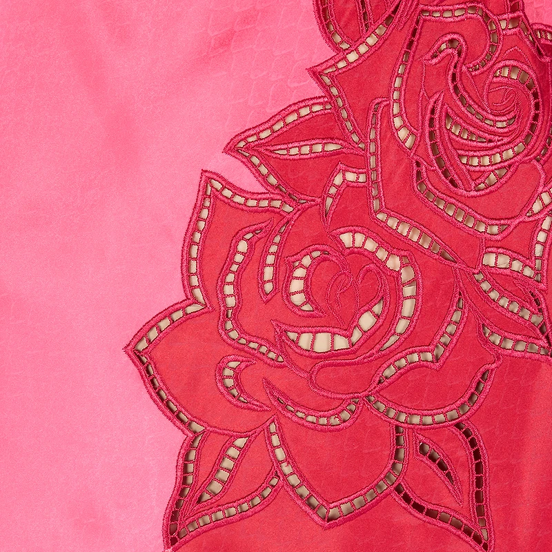 Long Dress With Perforated Rose Pattern