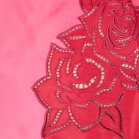 Long Dress With Perforated Rose Pattern