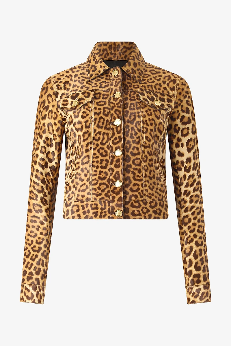 Leather Jacket With Leopard Skin Print